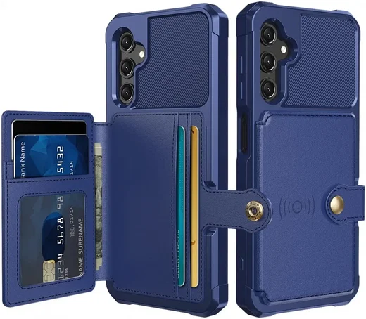 Samsung Galaxy A17 TPU Back Cover met Kunstleren Wallet Blauw afbeelding 1