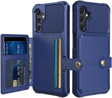 Samsung Galaxy A17 TPU Back Cover met Kunstleren Wallet Blauw