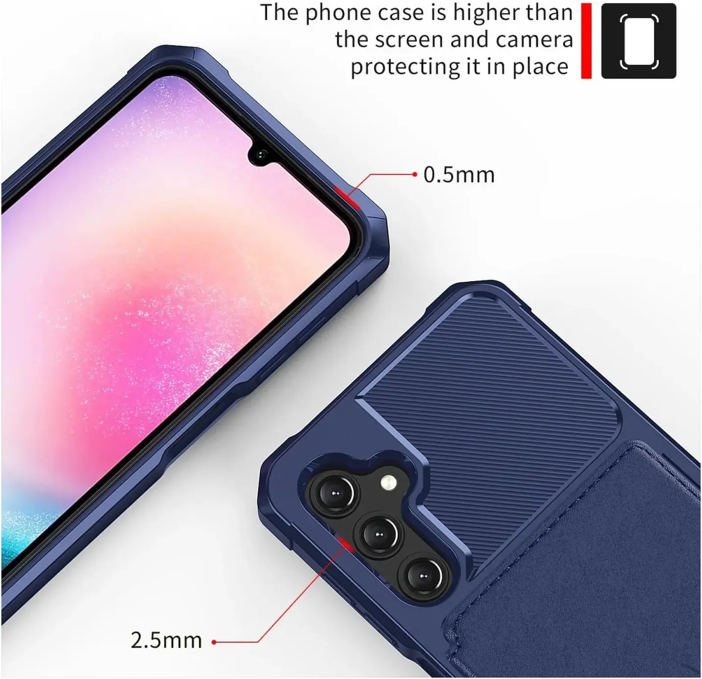 Samsung Galaxy A17 TPU Back Cover met Kunstleren Wallet Blauw afbeelding 6
