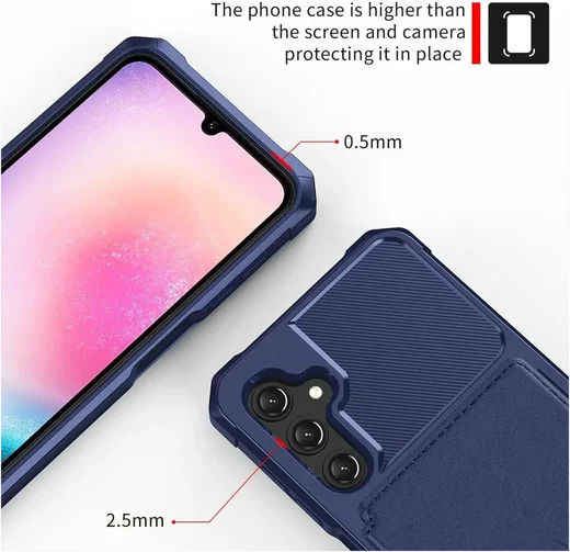 Samsung Galaxy A17 TPU Back Cover met Kunstleren Wallet Blauw afbeelding 6