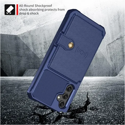Samsung Galaxy A17 TPU Back Cover met Kunstleren Wallet Blauw afbeelding 3