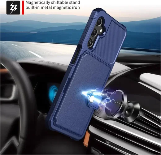 Samsung Galaxy A17 TPU Back Cover met Kunstleren Wallet Blauw afbeelding 8