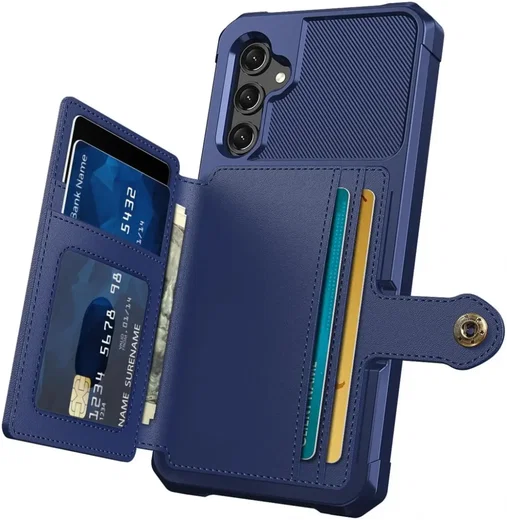 Samsung Galaxy A17 TPU Back Cover met Kunstleren Wallet Blauw afbeelding 2