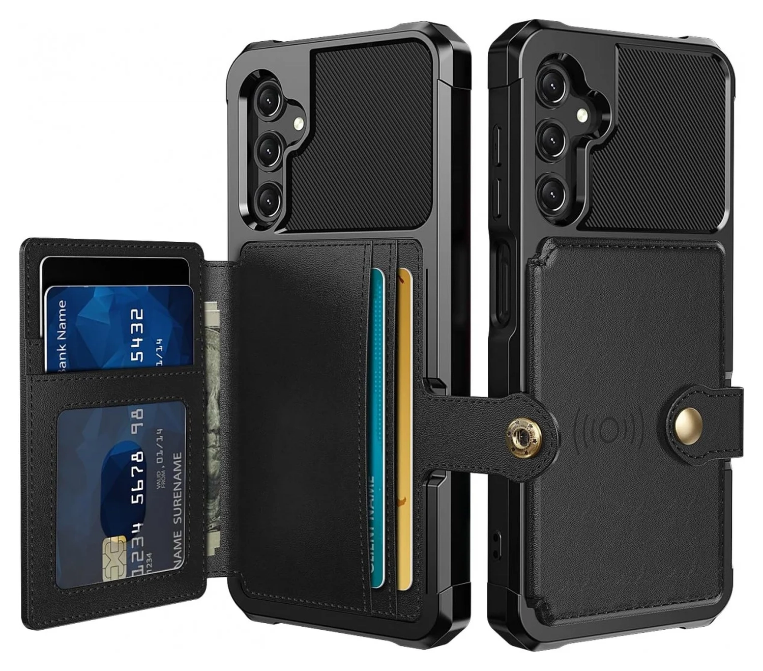 Samsung Galaxy A17 Hoesje 3-in-1 Pasjes Portemonnee Back Cover Zwart afbeelding 1