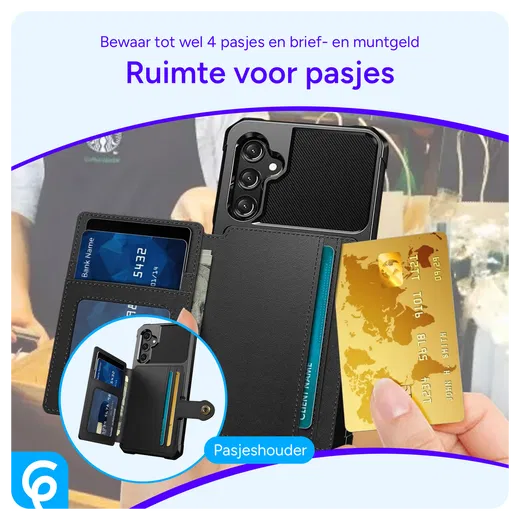 Samsung Galaxy A17 Hoesje 3-in-1 Pasjes Portemonnee Back Cover Zwart afbeelding 2