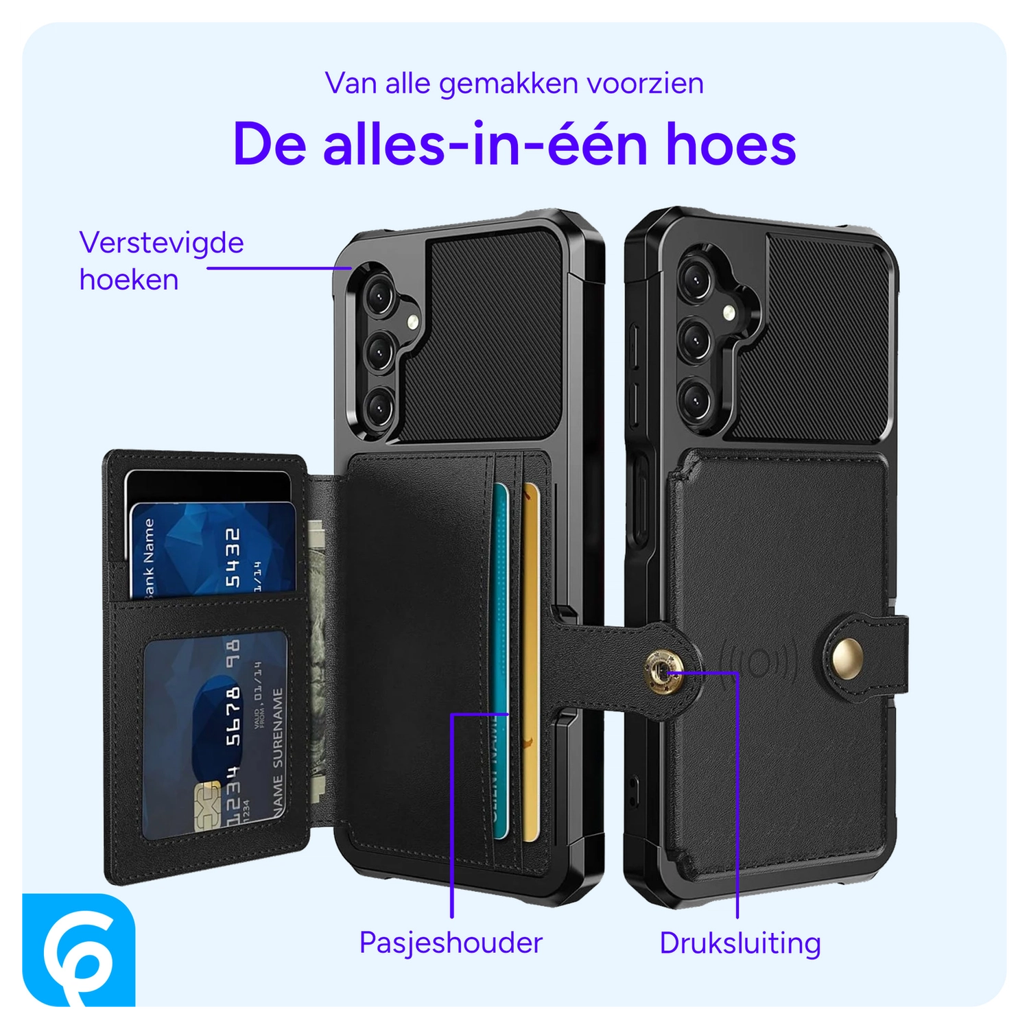 Samsung Galaxy A17 Hoesje 3-in-1 Pasjes Portemonnee Back Cover Zwart afbeelding 3