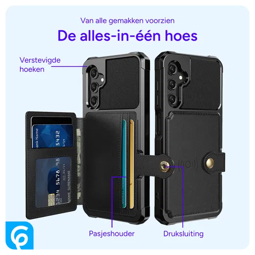 Samsung Galaxy A17 Hoesje 3-in-1 Pasjes Portemonnee Back Cover Zwart afbeelding 3