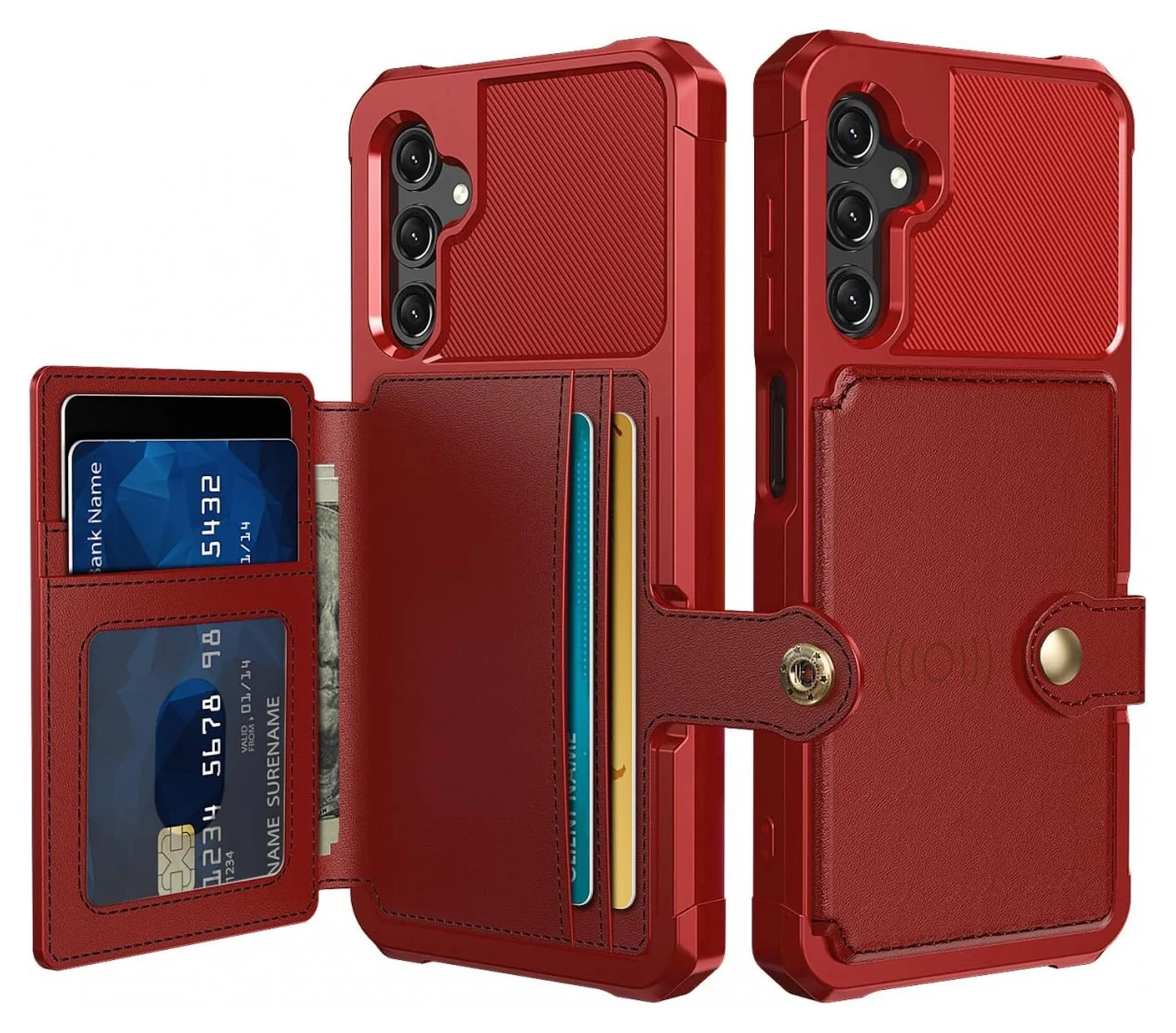 Samsung Galaxy A17 Hoesje 3-in-1 Pasjes Portemonnee Back Cover Rood afbeelding 1