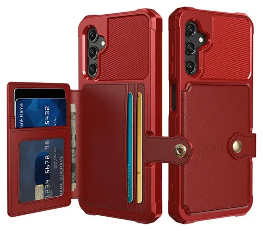 Samsung Galaxy A17 Hoesje 3-in-1 Pasjes Portemonnee Back Cover Rood afbeelding 1