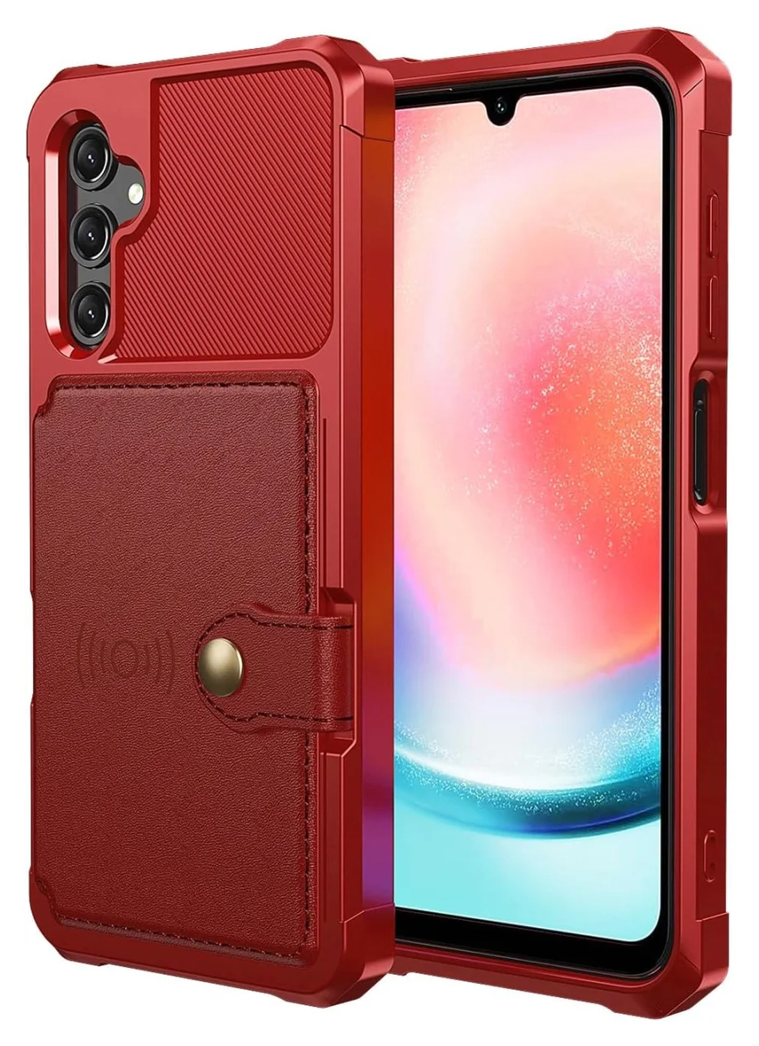 Samsung Galaxy A17 Hoesje 3-in-1 Pasjes Portemonnee Back Cover Rood afbeelding 2