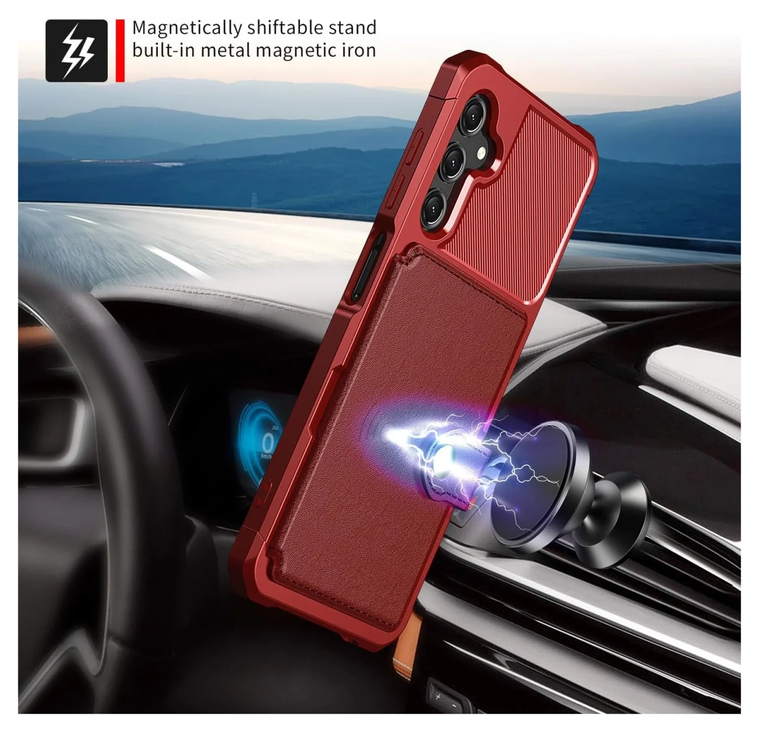 Samsung Galaxy A17 Hoesje 3-in-1 Pasjes Portemonnee Back Cover Rood afbeelding 3