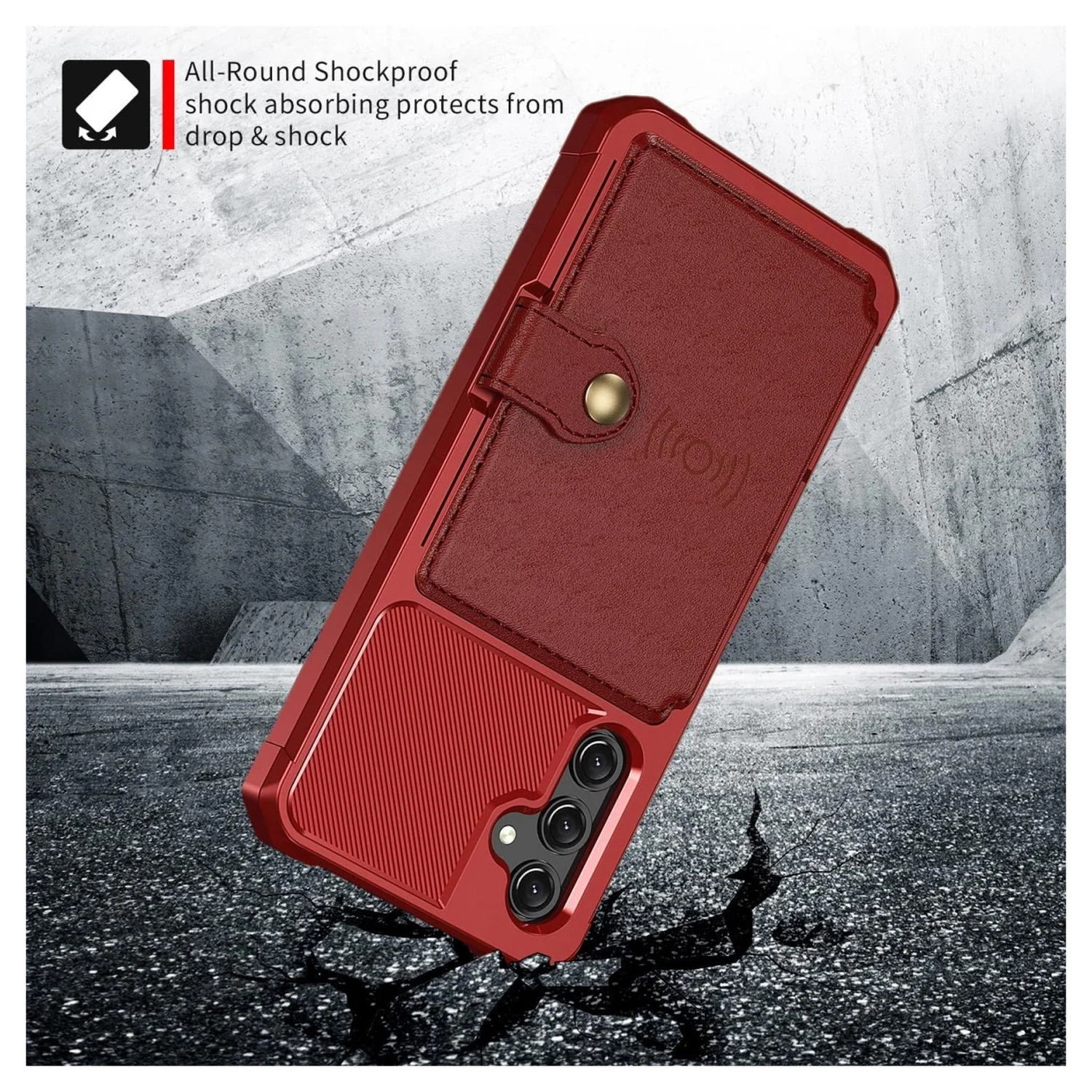 Samsung Galaxy A17 Hoesje 3-in-1 Pasjes Portemonnee Back Cover Rood afbeelding 5