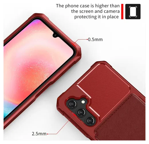 Samsung Galaxy A17 Hoesje 3-in-1 Pasjes Portemonnee Back Cover Rood afbeelding 7