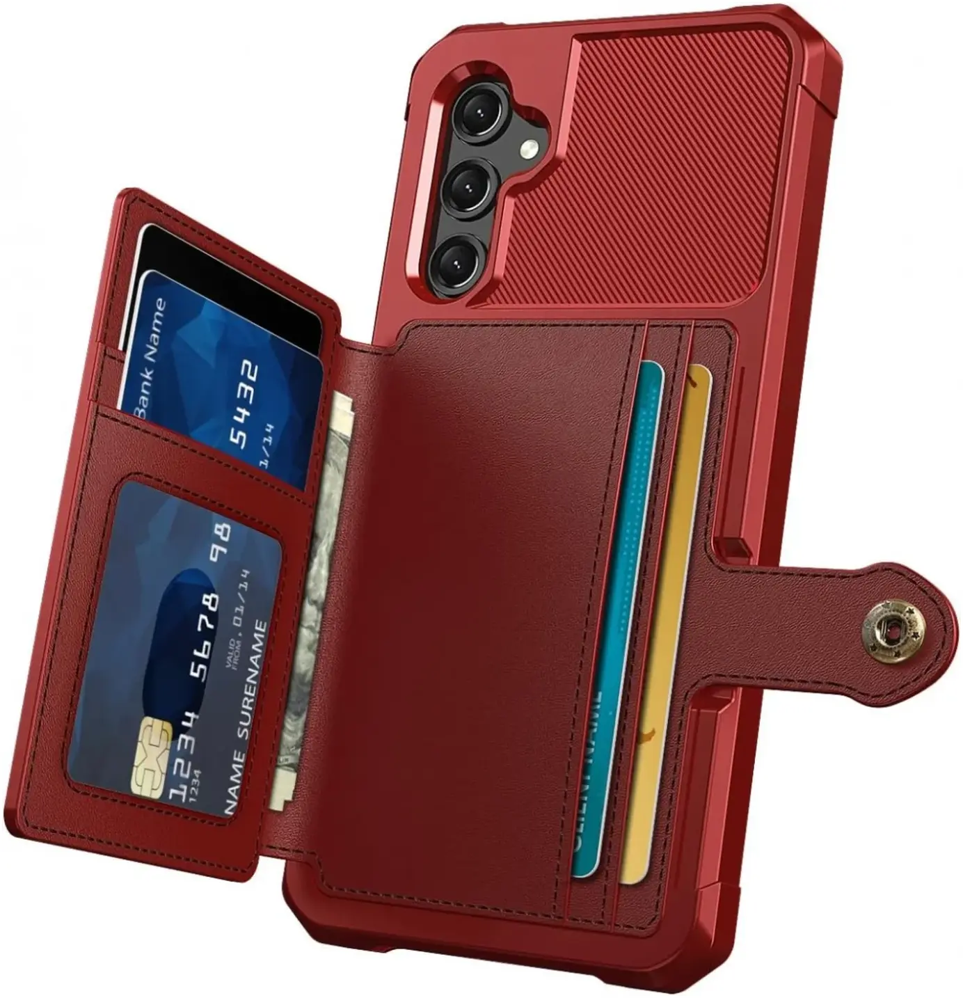 Samsung Galaxy A17 TPU Back Cover met Kunstleren Wallet Rood afbeelding 9