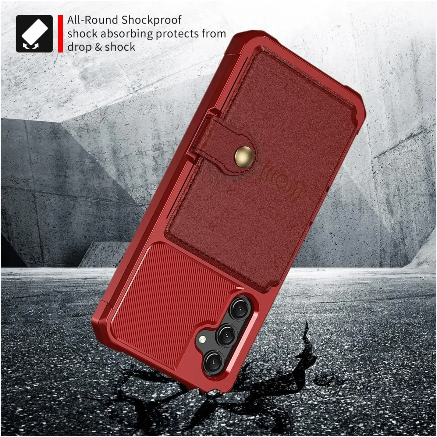 Samsung Galaxy A17 TPU Back Cover met Kunstleren Wallet Rood afbeelding 3