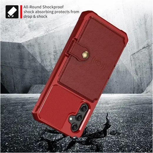 Samsung Galaxy A17 TPU Back Cover met Kunstleren Wallet Rood afbeelding 3