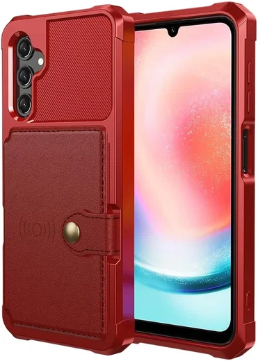 Samsung Galaxy A17 TPU Back Cover met Kunstleren Wallet Rood afbeelding 2