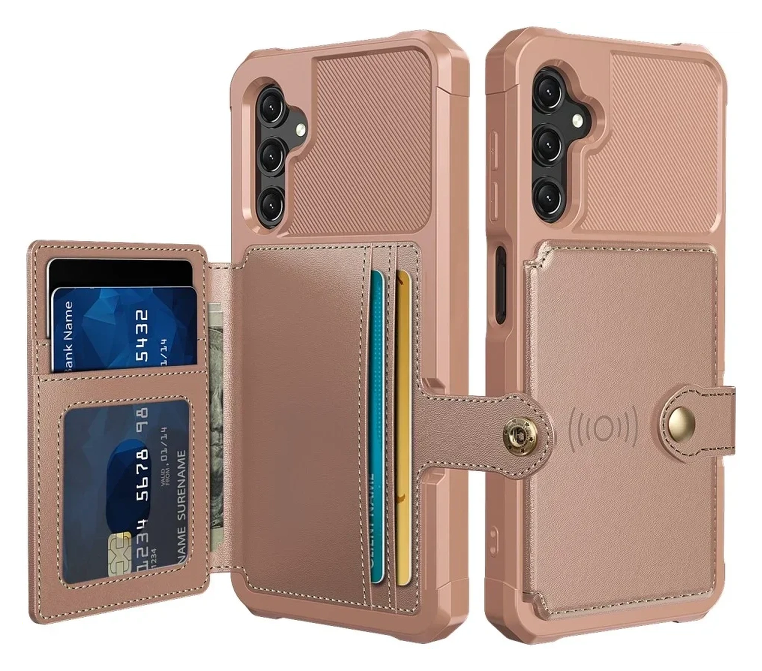 Samsung Galaxy A17 Hoesje 3-in-1 Pasjes Portemonnee Back Cover Roze afbeelding 1