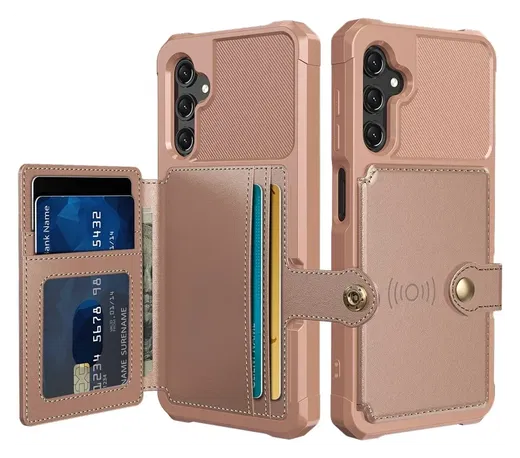 Samsung Galaxy A17 Hoesje 3-in-1 Pasjes Portemonnee Back Cover Roze afbeelding 1