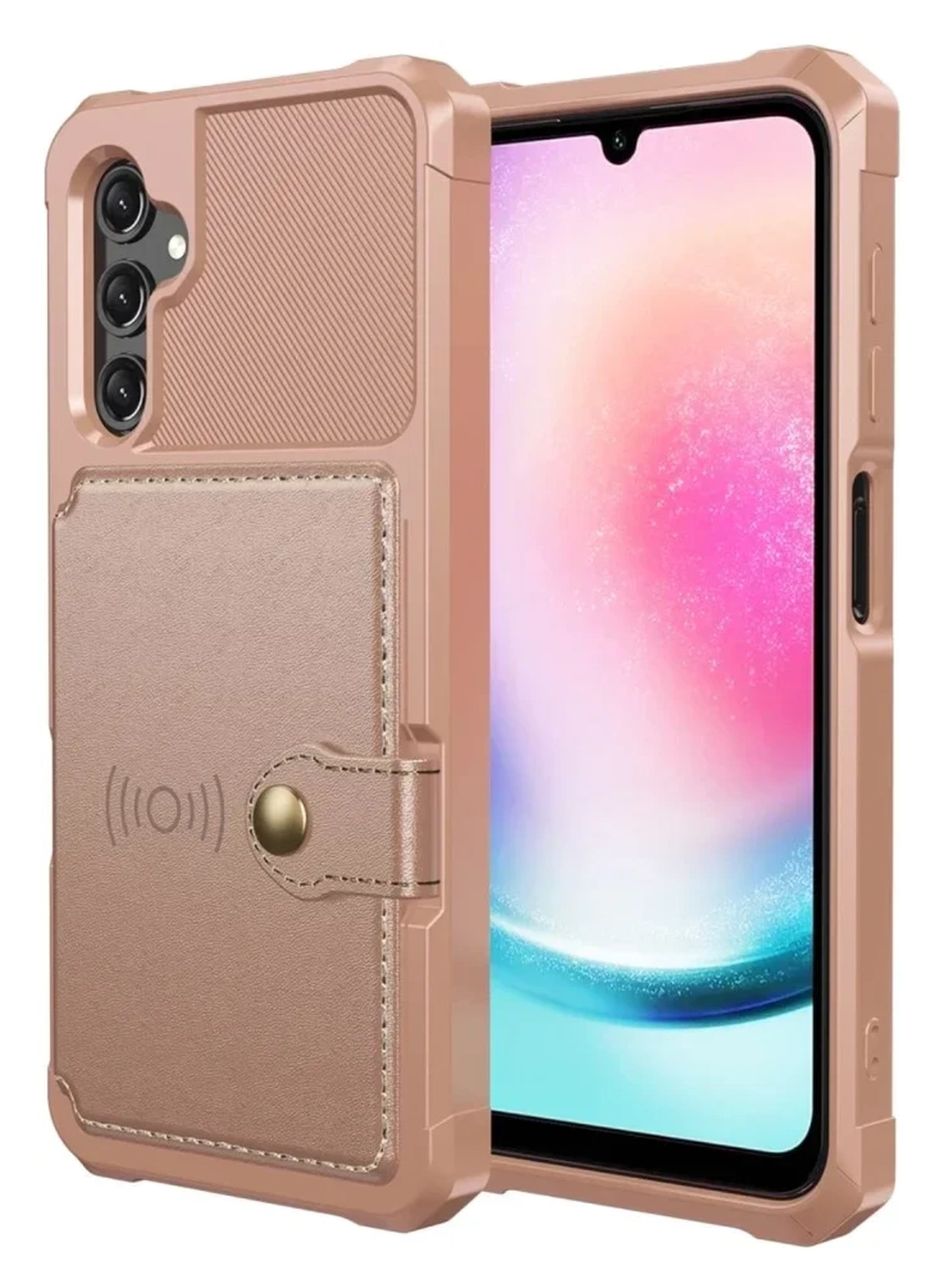 Samsung Galaxy A17 Hoesje 3-in-1 Pasjes Portemonnee Back Cover Roze afbeelding 2