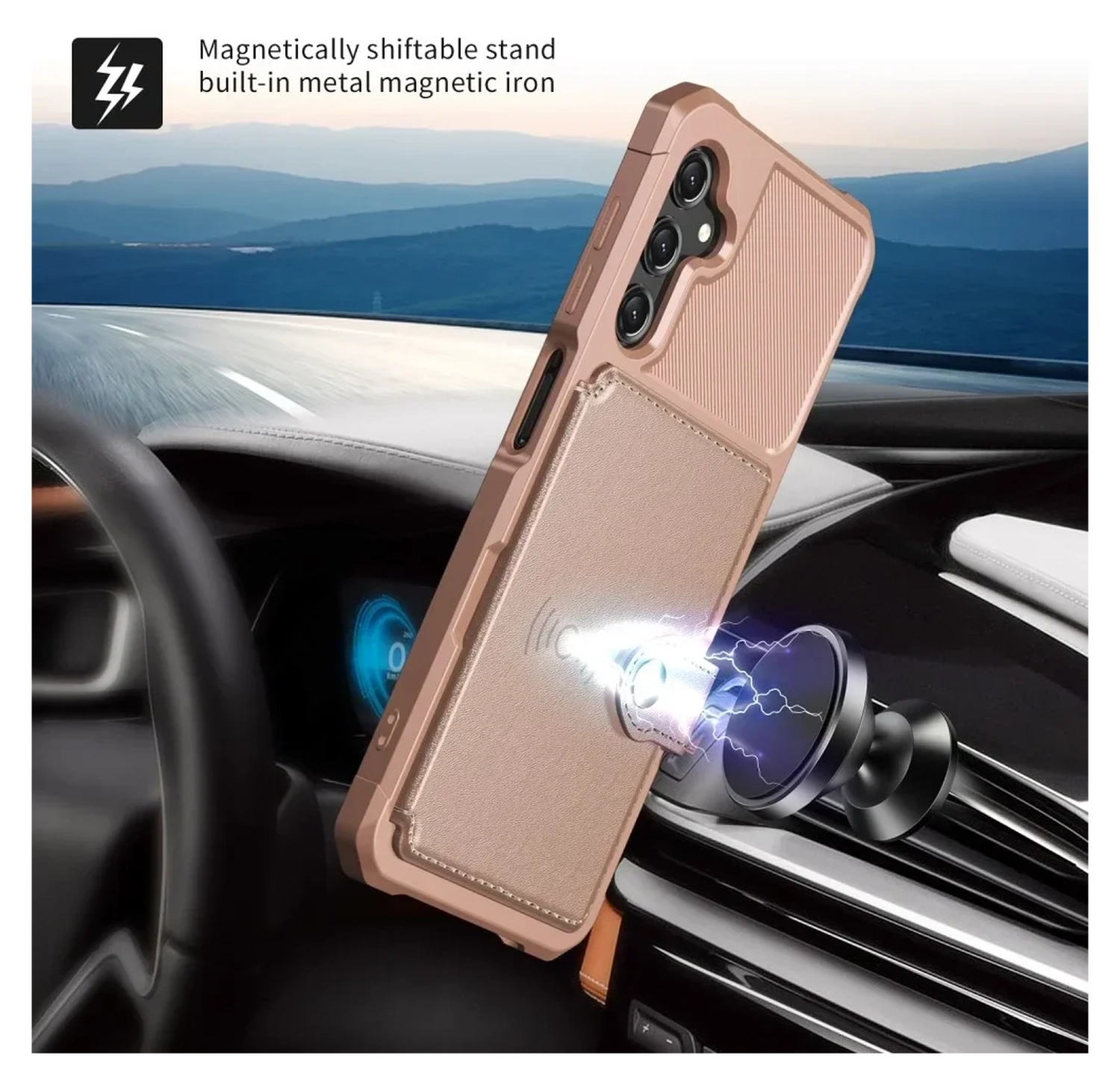 Samsung Galaxy A17 Hoesje 3-in-1 Pasjes Portemonnee Back Cover Roze afbeelding 3