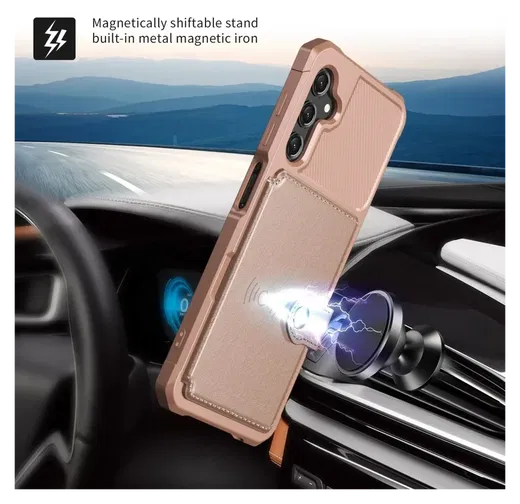 Samsung Galaxy A17 Hoesje 3-in-1 Pasjes Portemonnee Back Cover Roze afbeelding 3