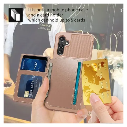 Samsung Galaxy A17 Hoesje 3-in-1 Pasjes Portemonnee Back Cover Roze afbeelding 4