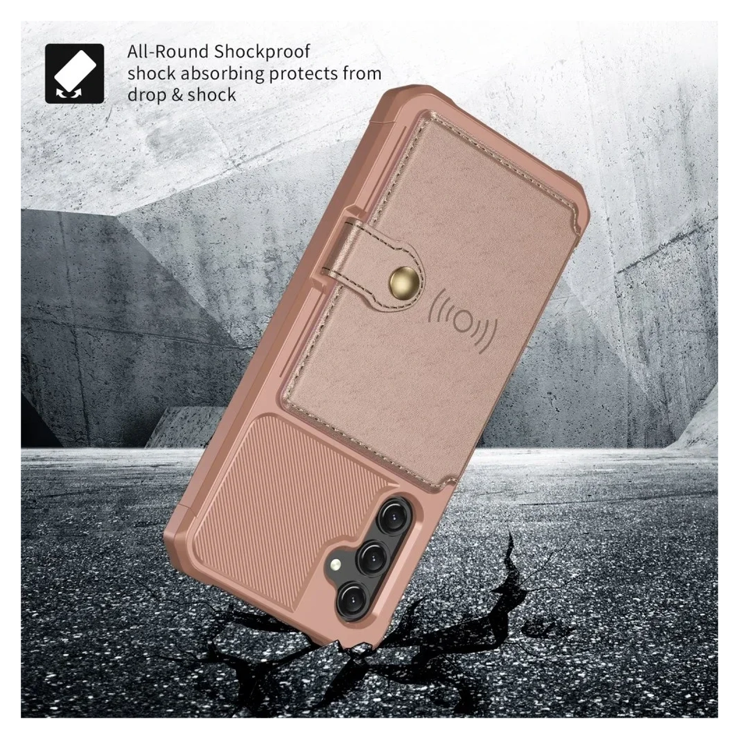 Samsung Galaxy A17 Hoesje 3-in-1 Pasjes Portemonnee Back Cover Roze afbeelding 5