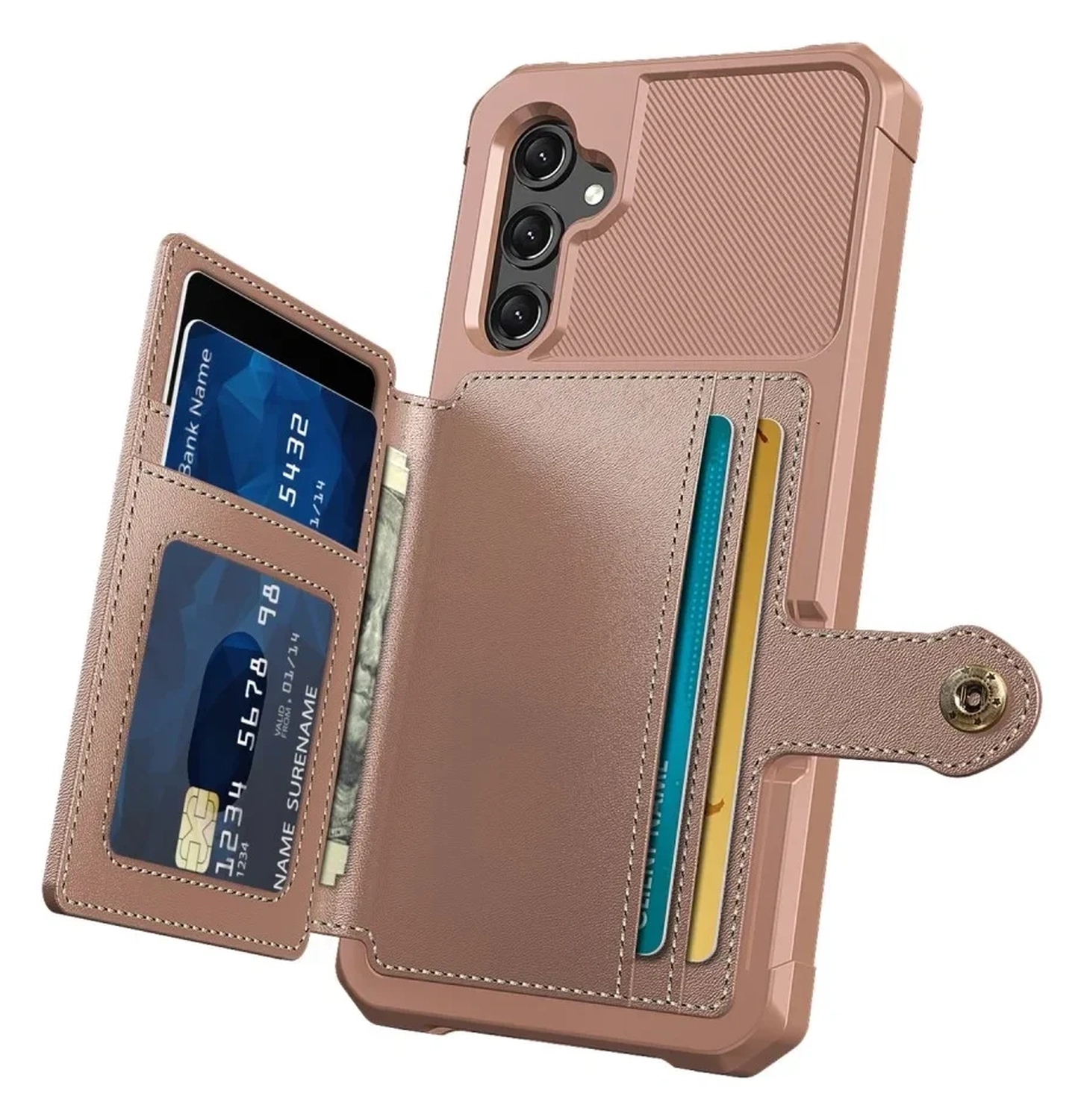 Samsung Galaxy A17 Hoesje 3-in-1 Pasjes Portemonnee Back Cover Roze afbeelding 6