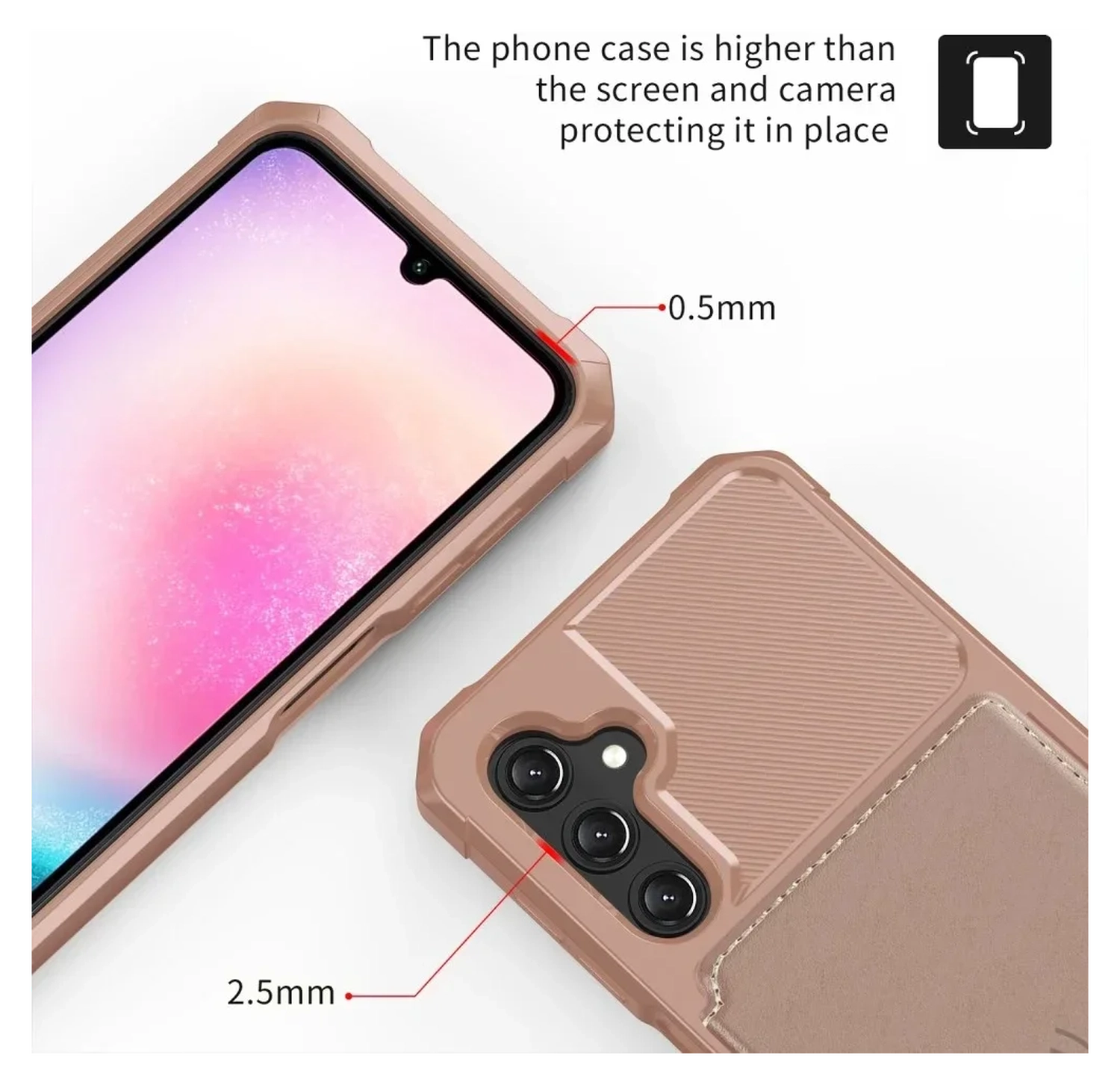 Samsung Galaxy A17 Hoesje 3-in-1 Pasjes Portemonnee Back Cover Roze afbeelding 7