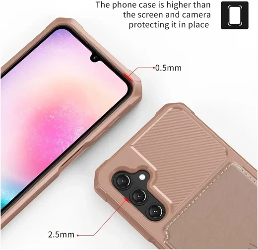 Samsung Galaxy A17 TPU Back Cover met Kunstleren Wallet Roze afbeelding 6