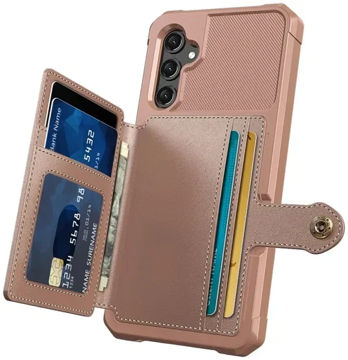 Samsung Galaxy A17 TPU Back Cover met Kunstleren Wallet Roze afbeelding 9