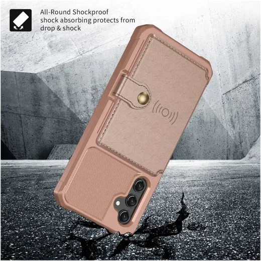 Samsung Galaxy A17 TPU Back Cover met Kunstleren Wallet Roze afbeelding 3