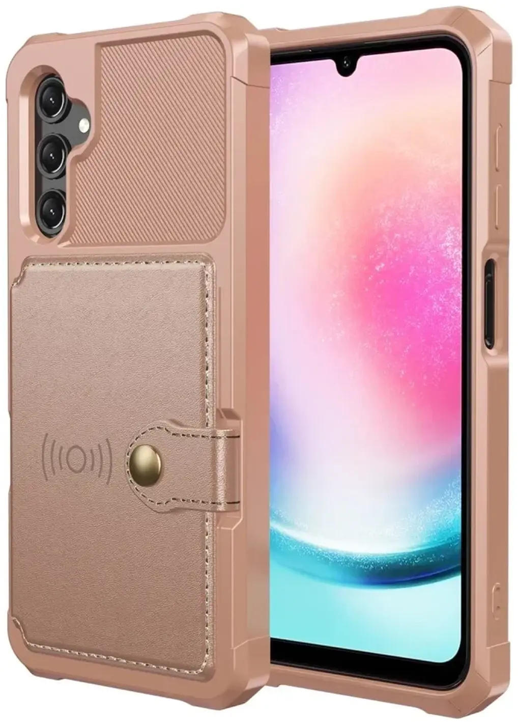 Samsung Galaxy A17 TPU Back Cover met Kunstleren Wallet Roze afbeelding 2