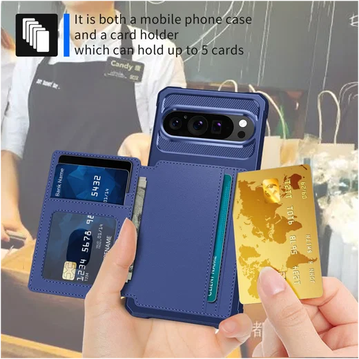 Google Pixel 10 / 10 Pro Hoesje 3-in-1 Pasjes Portemonnee Back Cover Blauw afbeelding 6