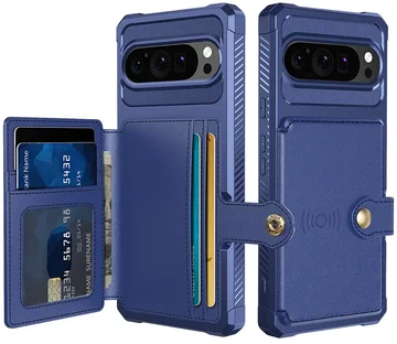 Google Pixel 10 / 10 Pro TPU Back Cover met Kunstleren Wallet Blauw