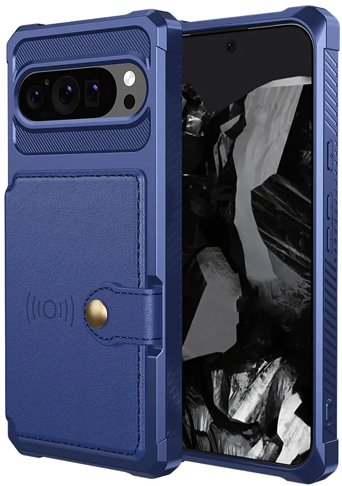 Google Pixel 10 / 10 Pro TPU Back Cover met Kunstleren Wallet Blauw afbeelding 2