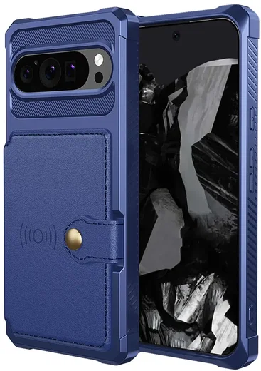 Google Pixel 10 / 10 Pro TPU Back Cover met Kunstleren Wallet Blauw afbeelding 2
