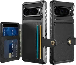 Google Pixel 10 / 10 Pro TPU Back Cover met Kunstleren Wallet Zwart afbeelding