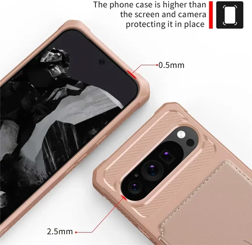 Google Pixel 10 / 10 Pro TPU Back Cover met Kunstleren Wallet Roze afbeelding 6