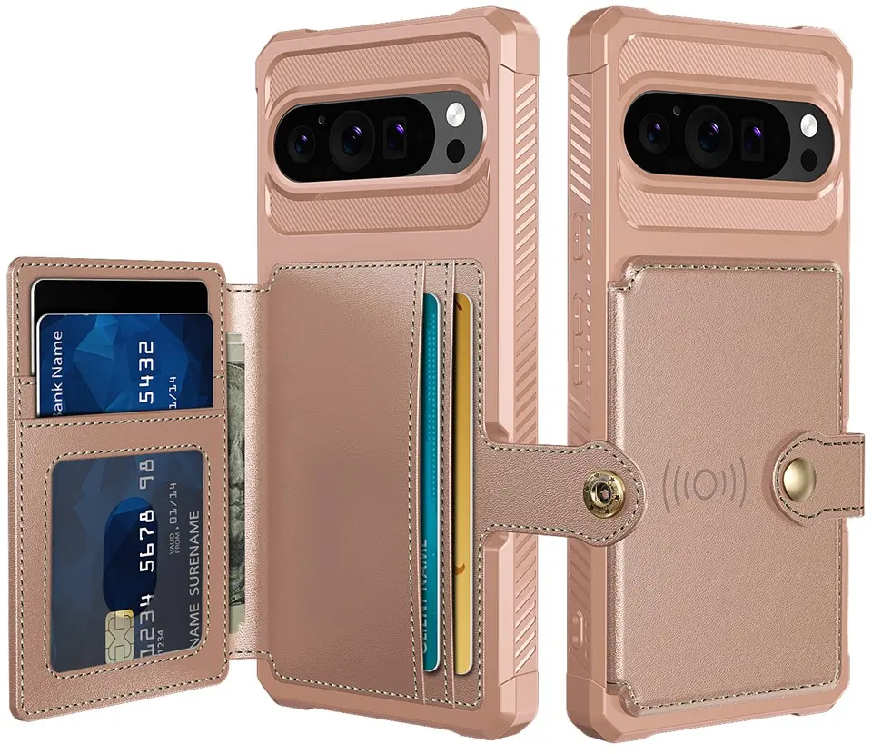 Google Pixel 10 / 10 Pro TPU Back Cover met Kunstleren Wallet Roze afbeelding 1