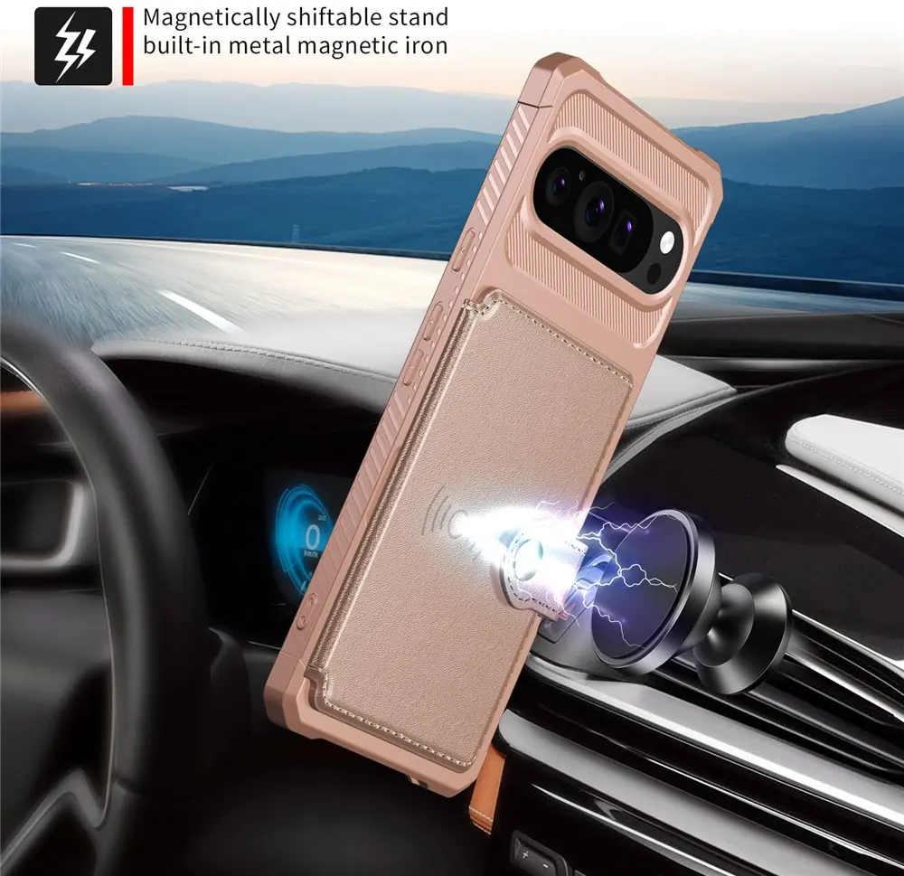 Google Pixel 10 / 10 Pro TPU Back Cover met Kunstleren Wallet Roze afbeelding 8