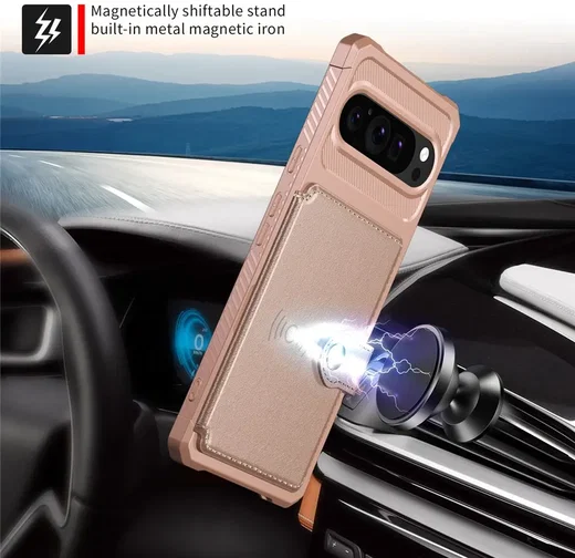 Google Pixel 10 / 10 Pro TPU Back Cover met Kunstleren Wallet Roze afbeelding 8