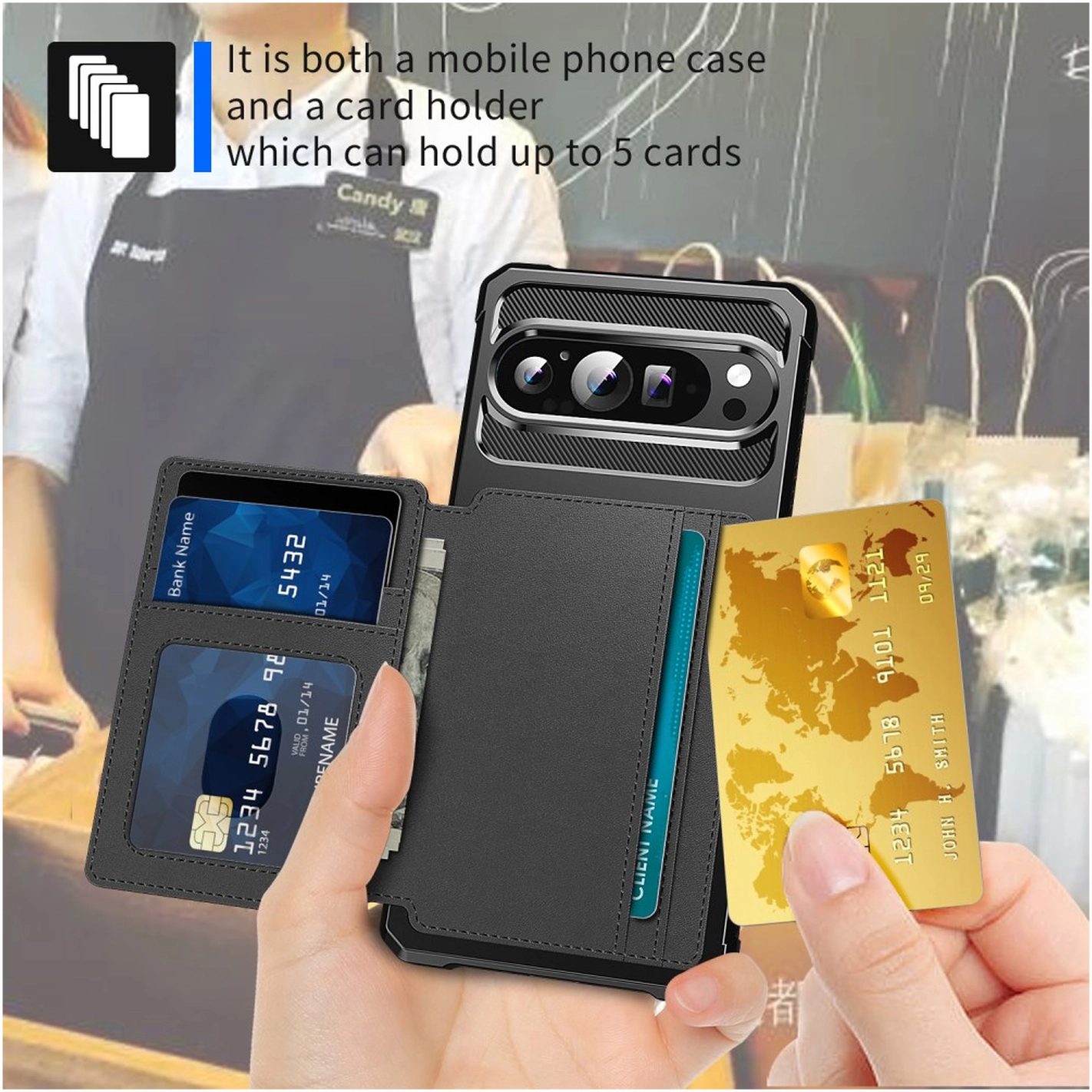 Google Pixel 10 Pro XL Hoesje 3-in-1 Pasjes Portemonnee Back Cover Zwart afbeelding 6