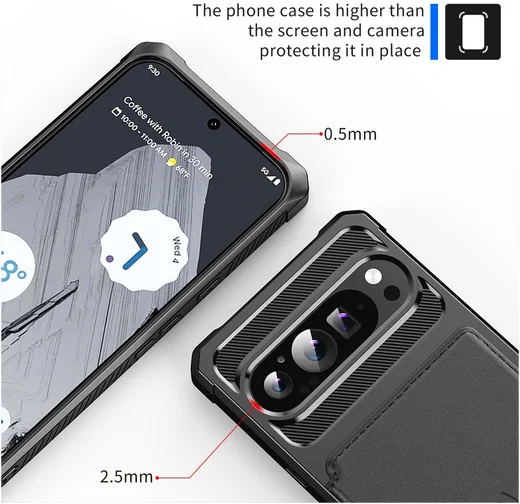 Google Pixel 10 Pro XL Hoesje 3-in-1 Pasjes Portemonnee Back Cover Zwart afbeelding 8