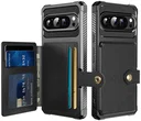 Google Pixel 10 Pro XL TPU Back Cover met Kunstleren Wallet Zwart