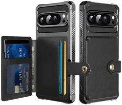 Google Pixel 10 Pro XL TPU Back Cover met Kunstleren Wallet Zwart afbeelding