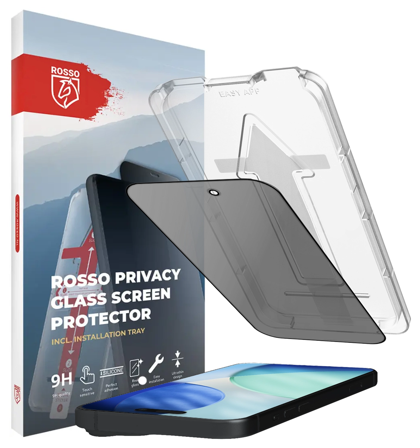 Rosso Apple iPhone 17 Privacy Glass met Installatietray Dust Removal ...