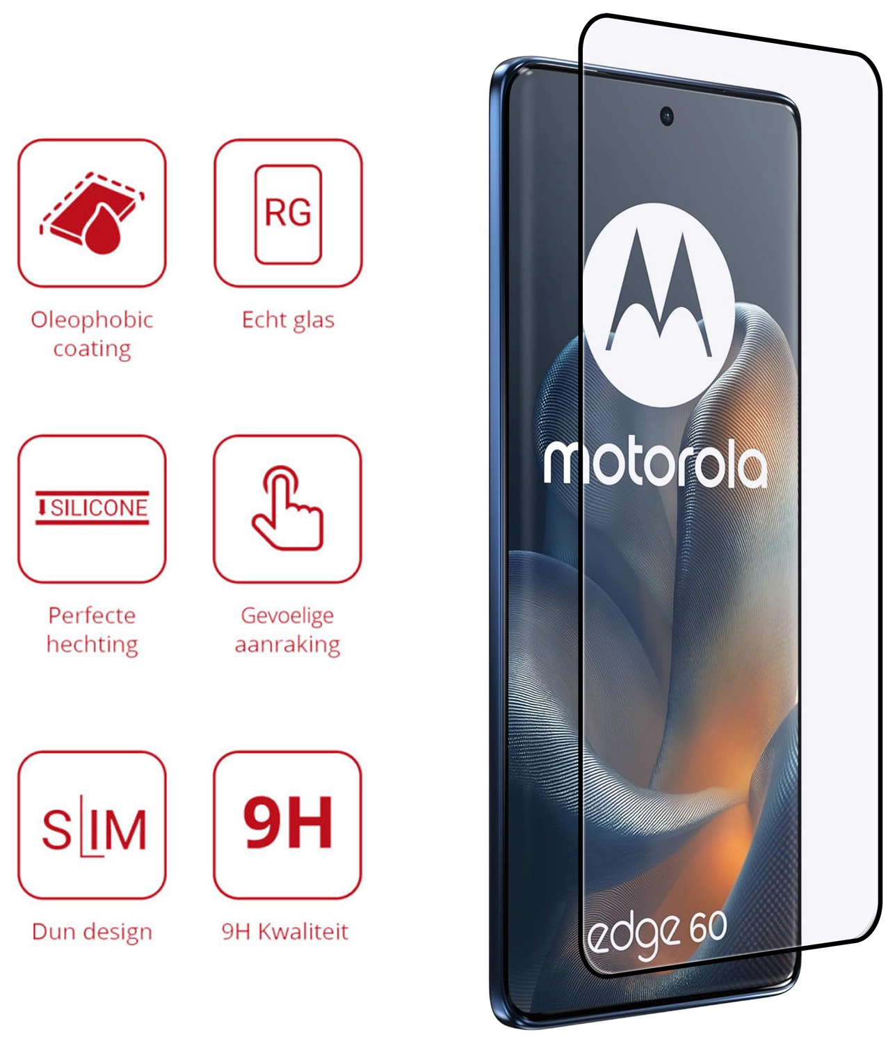 Rosso Motorola Edge 60 9H Tempered Glass Screen Protector afbeelding 2