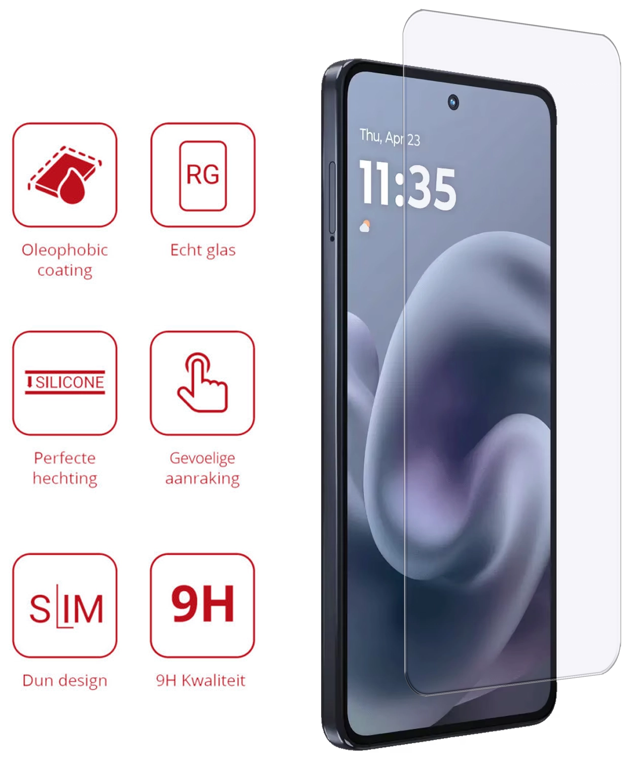 Rosso Motorola Moto G86 9H Tempered Glass Screen Protector afbeelding 2
